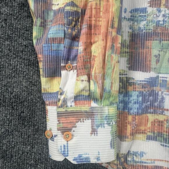 Visconti Men’s Long Sleeve Button Up Shirt Abstract Made In Italy Men Size Small - Picture 3 of 9